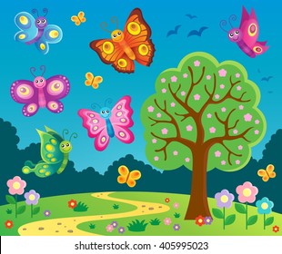 Imagen de tema de mariposas Happy 6 - ilustración vectorial eps10.