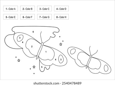 Happy Butterfly Malbuch. Schwarz-weiß Motte Vektorgrafik für Kinder Malvorlage. 119