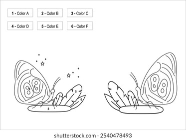 Happy Butterfly Coloring Book. Black and white Moth vector illustration for children coloring page.118