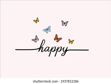 happy butterfly design happy vector