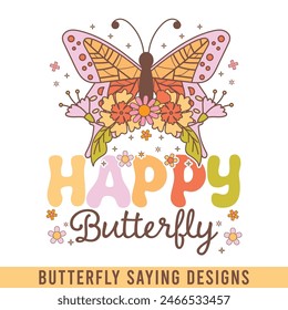 Happy butterfly floral retro design, floral retro butterfly designs