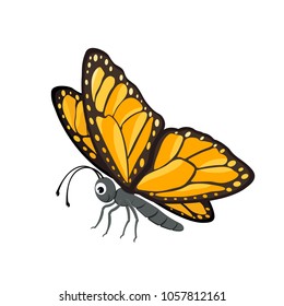 Happy butterfly isolated on white background, illustration.