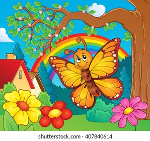 Imagen de tema de mariposa feliz 3 - ilustración vectorial eps10.