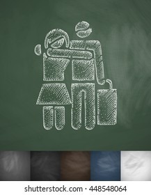 happy buyers icon. Hand drawn vector illustration