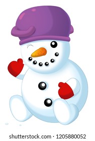 happy caartoon snowman - smiling and watching - isolated on white background - vector illustration for children