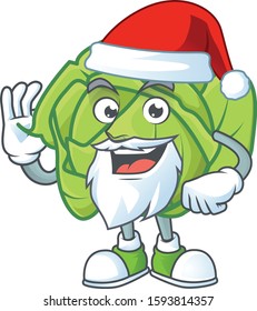Happy cabbage in Santa costume mascot style
