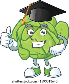 Happy cabbage wearing a black Graduation hat