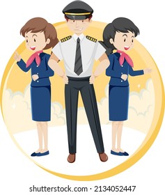 Happy Cabin Crew travel holiday theme illustration