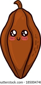 Happy cacao bean, illustration, vector on white background