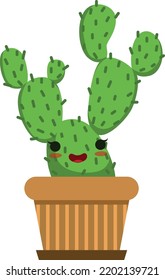 Happy cactus character. Cartoon funny green plant