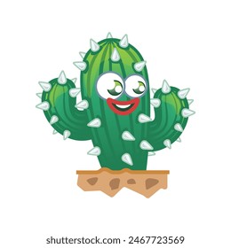 Happy cactus character, cute cactus character vector illustration