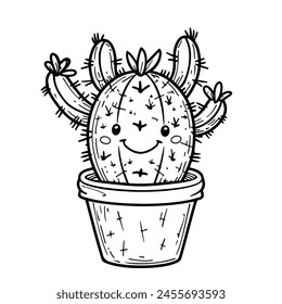 Happy Cactus Family Fun: Kawaiicore Coloring Adventure Awaits!