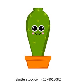 Happy cactus in a flower pot. Vector illustration design