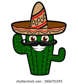 Happy cactus with hat vector illustration design