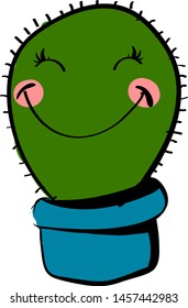 Happy cactus, illustration, vector on white background.
