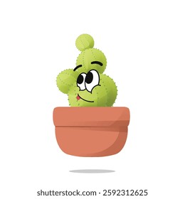 happy cactus mascot illustration for design. cute and playful concept.  wild, bloom, nature, thorny, desert, and plant themes themes