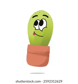 happy cactus mascot illustration for design. cute and playful concept.  wild, bloom, nature, thorny, desert, and plant themes themes