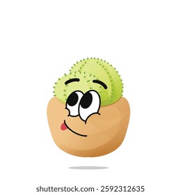 happy cactus mascot illustration for design. cute and playful concept.  wild, bloom, nature, thorny, desert, and plant themes themes
