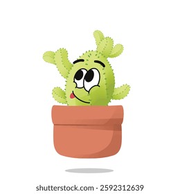 happy cactus mascot illustration for design. cute and playful concept.  wild, bloom, nature, thorny, desert, and plant themes themes
