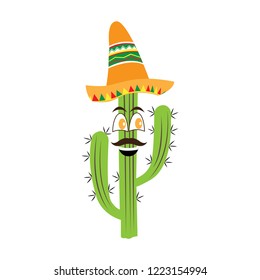 Happy cactus with a mexican hat. Vector illustration design