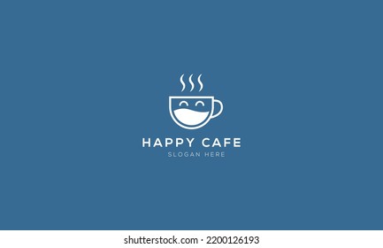 Happy Cafe Logo Design Or Happy coffee Logo template