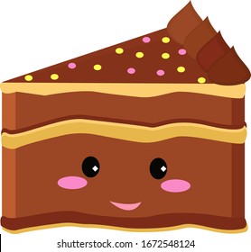 Happy cake, illustration, vector on white background.