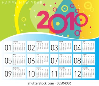 Happy Calendar 2010. Editable Vector.