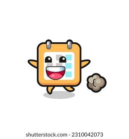 the happy calendar cartoon with running pose , cute style design for t shirt, sticker, logo element