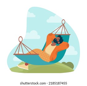 Happy and calm character. Idea of heart and mind harmony. Mental peace, relaxation, recreation and selftime. Flat vector illustration