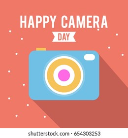 Happy Camera Day Vector Illustration. Suitable for poster, banner, campaign, and greeting card
