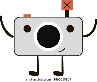 Cámara feliz, ilustración, vector sobre fondo blanco.