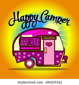 Happy camper cartoon