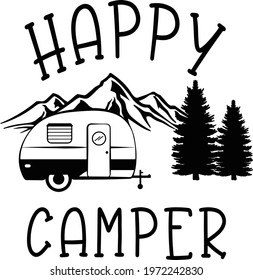 Happy Camper Drawing Design Stock Vector (Royalty Free) 1972242830 ...