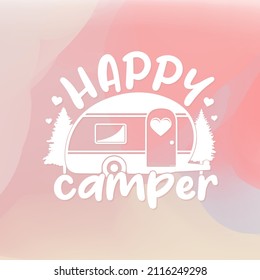 Happy Camper Illustration Clip Art Design Shape. Camping Love Silhouette Icon Vector.