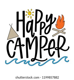 Happy Camper With Illustrations