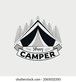 Happy Camper lettering, camping quote for t-shirt, print, card, mug and much more