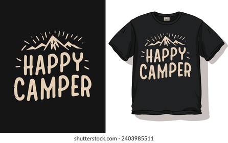 vida feliz de campista, camping senderismo verano de montaña, invierno diseño de camisetas de vida	