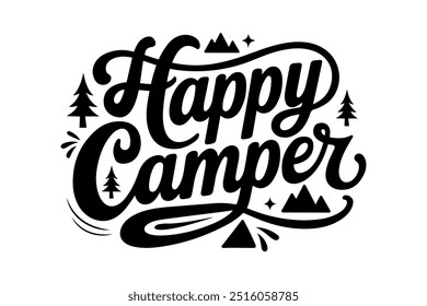 Happy camper playful vibrant typography