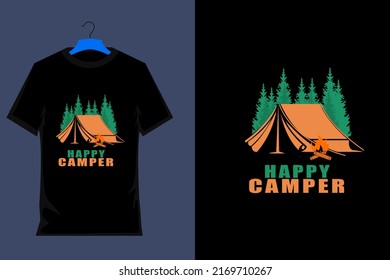 Happy Camper Retro T Shirt Design