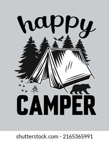 Happy Camper Shirt Funny Cute Graphic Stock Vector (Royalty Free ...