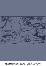 happy camper with sunset print