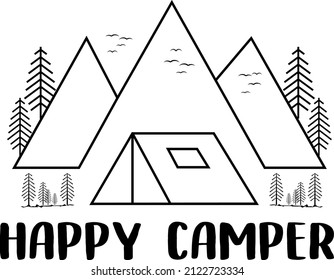 Happy Camper Svg, quote lettering illustration vector, Typography