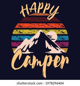 happy camper typography custom t-shirt design eps