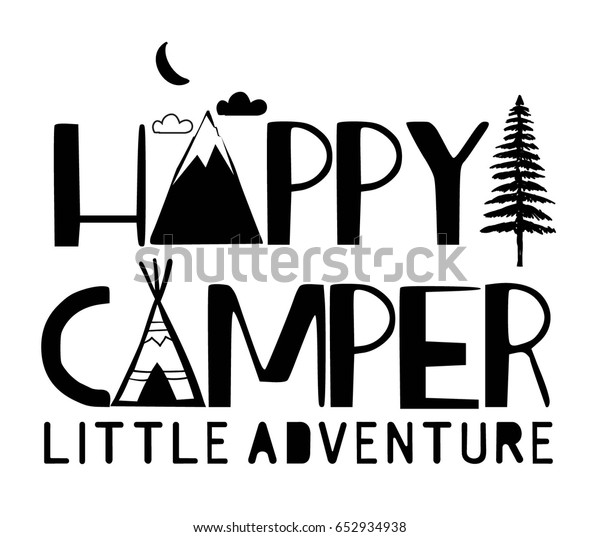 Happy Camper Typografie Vektor Fur Print Stock Vektorgrafik Lizenzfrei