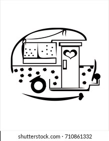 Happy Camper vector cartoon. Wall stickers
