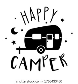 Happy Camper Vector Illustration on White