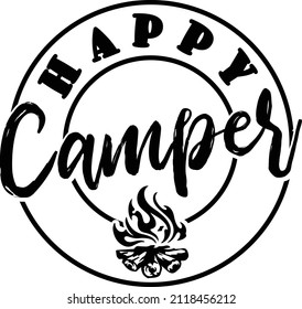 Happy Campers Camping Outdoors Kids Clipart, Silhouette, Vinyl Cut Machine, Camp Fire