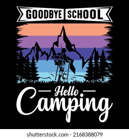 Happy camping typography vector t shirt design, illustration, vintage background