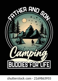 Happy camping typography vector t-shirt design, illustration, vintage artwork