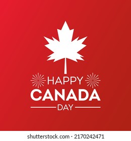 Happy canada day. 1St of july canada day with red maple leaf. Vector typography for greeting card, poster,banner with background.